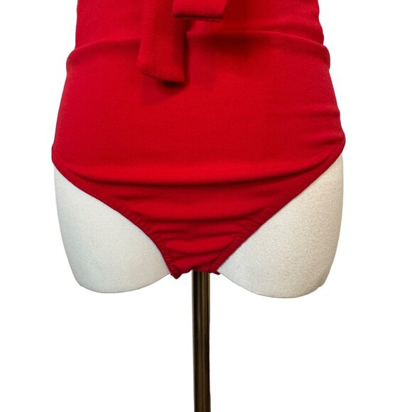 NWT MISSGUIDED Off-The-Shoulder Medium Red Ruffle Thong Bodysuit Flirty Stretch - Picture 6 of 10